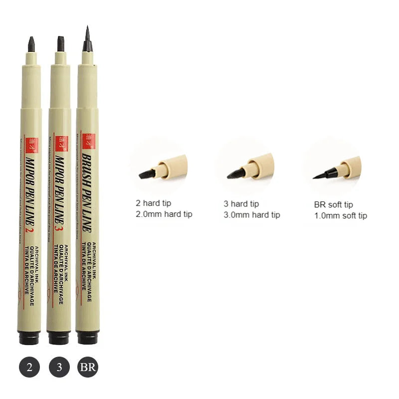 12 Tip Pigment Liner Micron Ink Marker Pen for Manga Draw