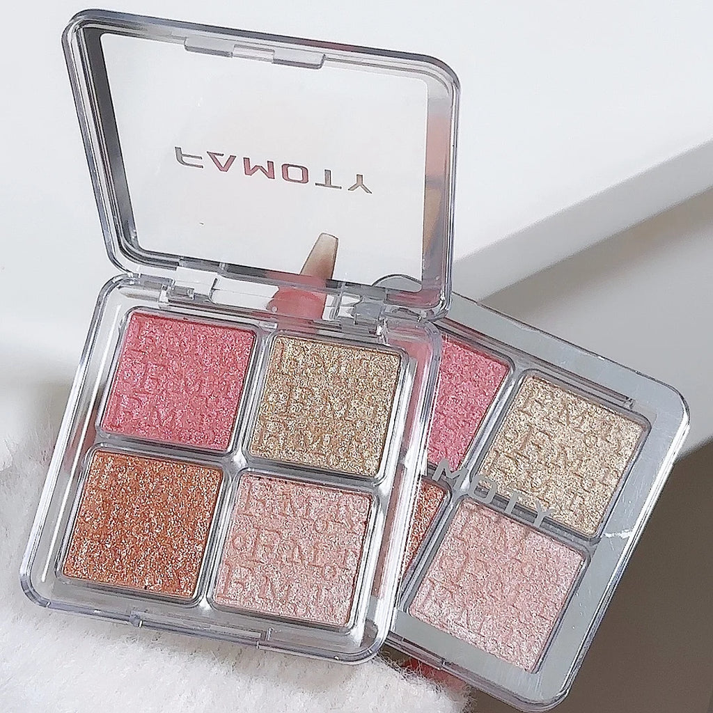 4-Color Face Highlighter Palette, Pearly Glitter