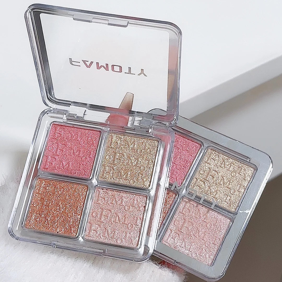 4-Color Face Highlighter Palette, Pearly Glitter