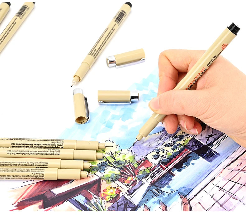 12 Tip Pigment Liner Micron Ink Marker Pen for Manga Draw