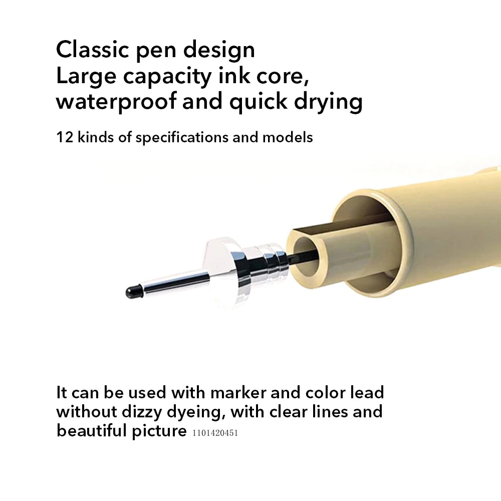 12 Tip Pigment Liner Micron Ink Marker Pen for Manga Draw