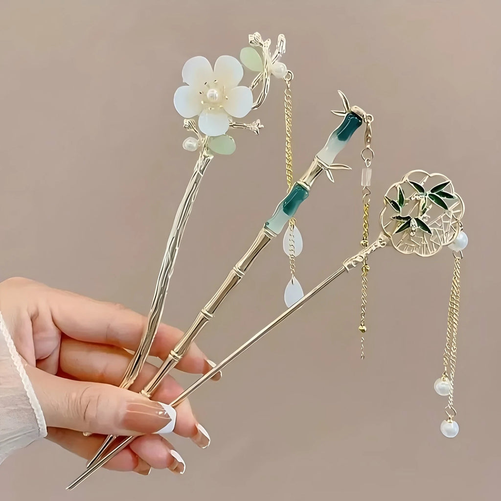 1/6pcs Elegant Chinese Style Tassel Hair Stick