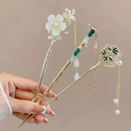 1/6pcs Elegant Chinese Style Tassel Hair Stick