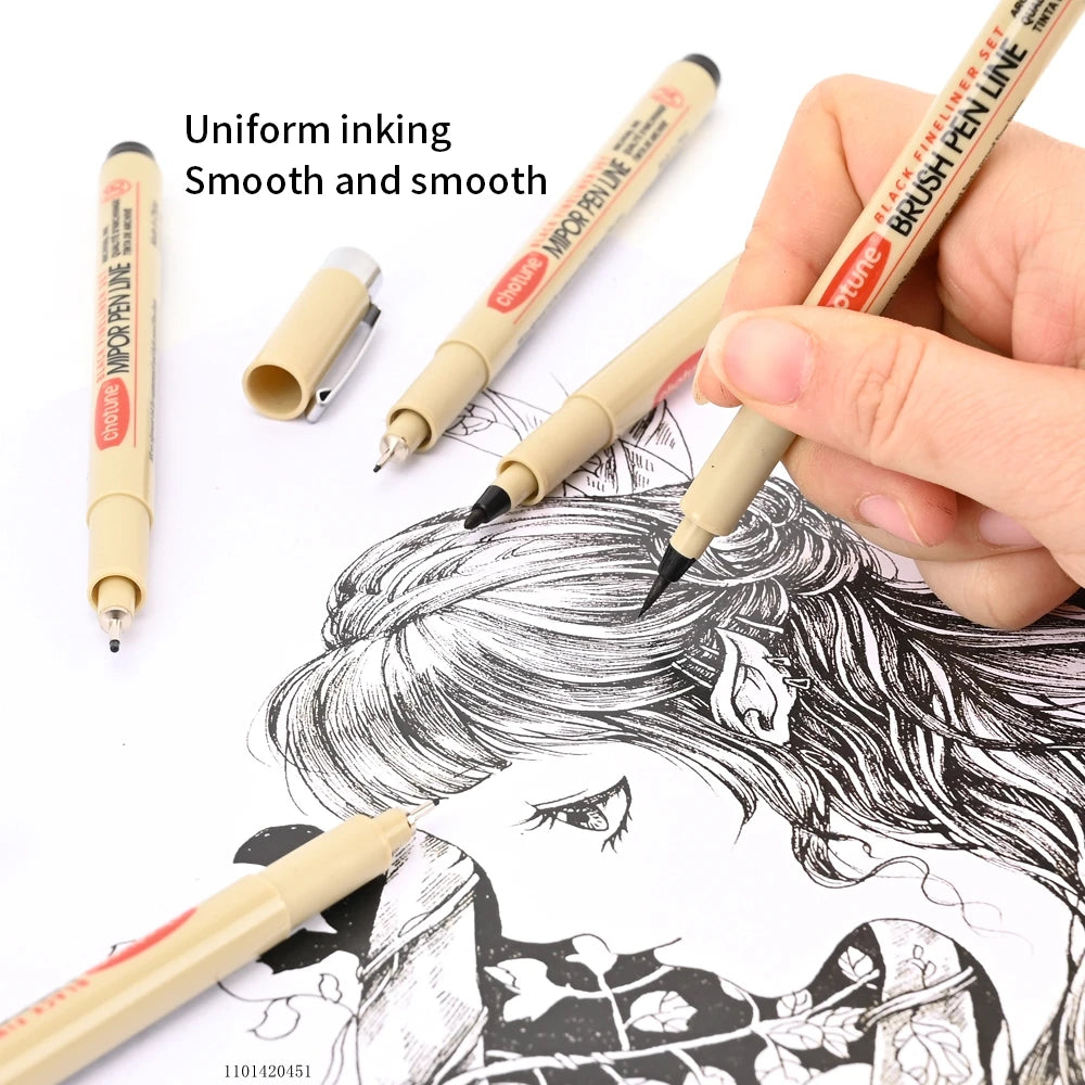 12 Tip Pigment Liner Micron Ink Marker Pen for Manga Draw