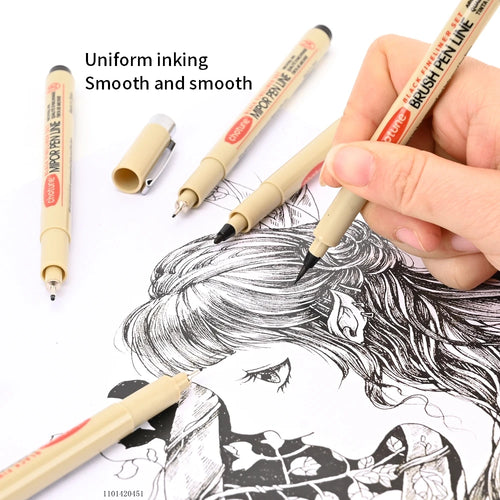 12 Tip Pigment Liner Micron Ink Marker Pen for Manga Draw