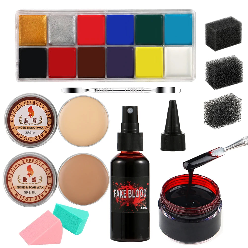 Special Effects SFX Halloween Makeup Kit - 12 Colors