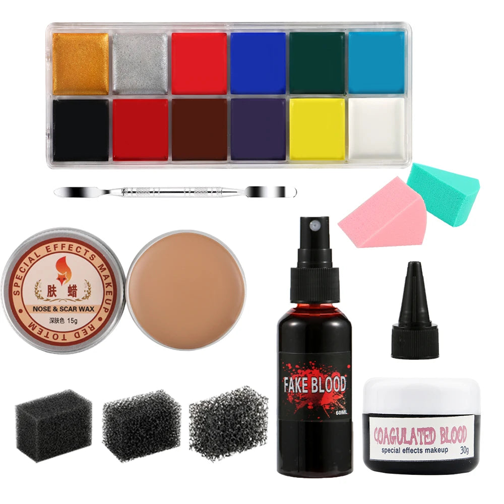 Special Effects SFX Halloween Makeup Kit - 12 Colors