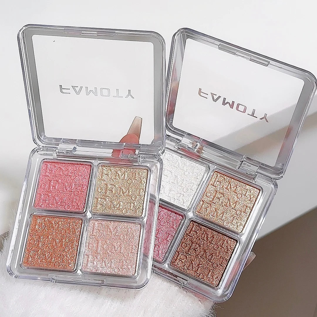 4-Color Face Highlighter Palette, Pearly Glitter