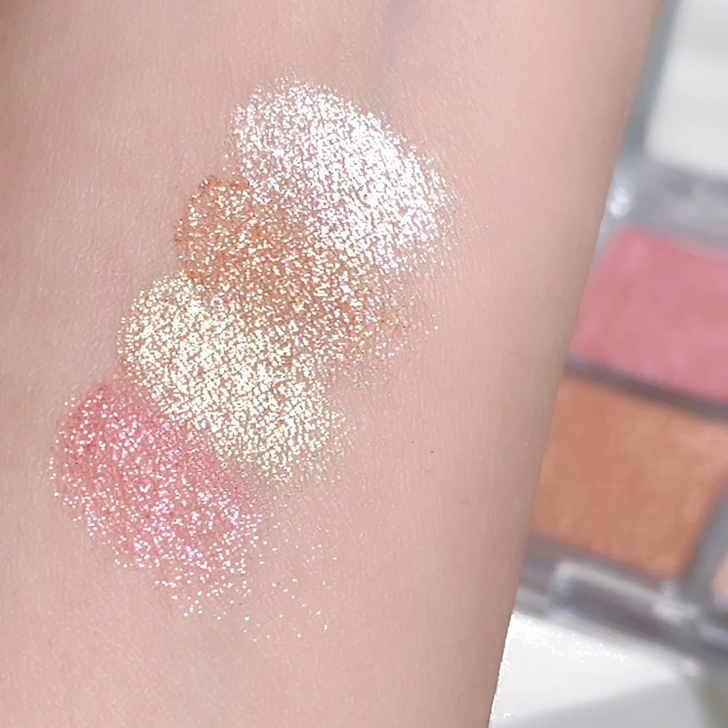4-Color Face Highlighter Palette, Pearly Glitter