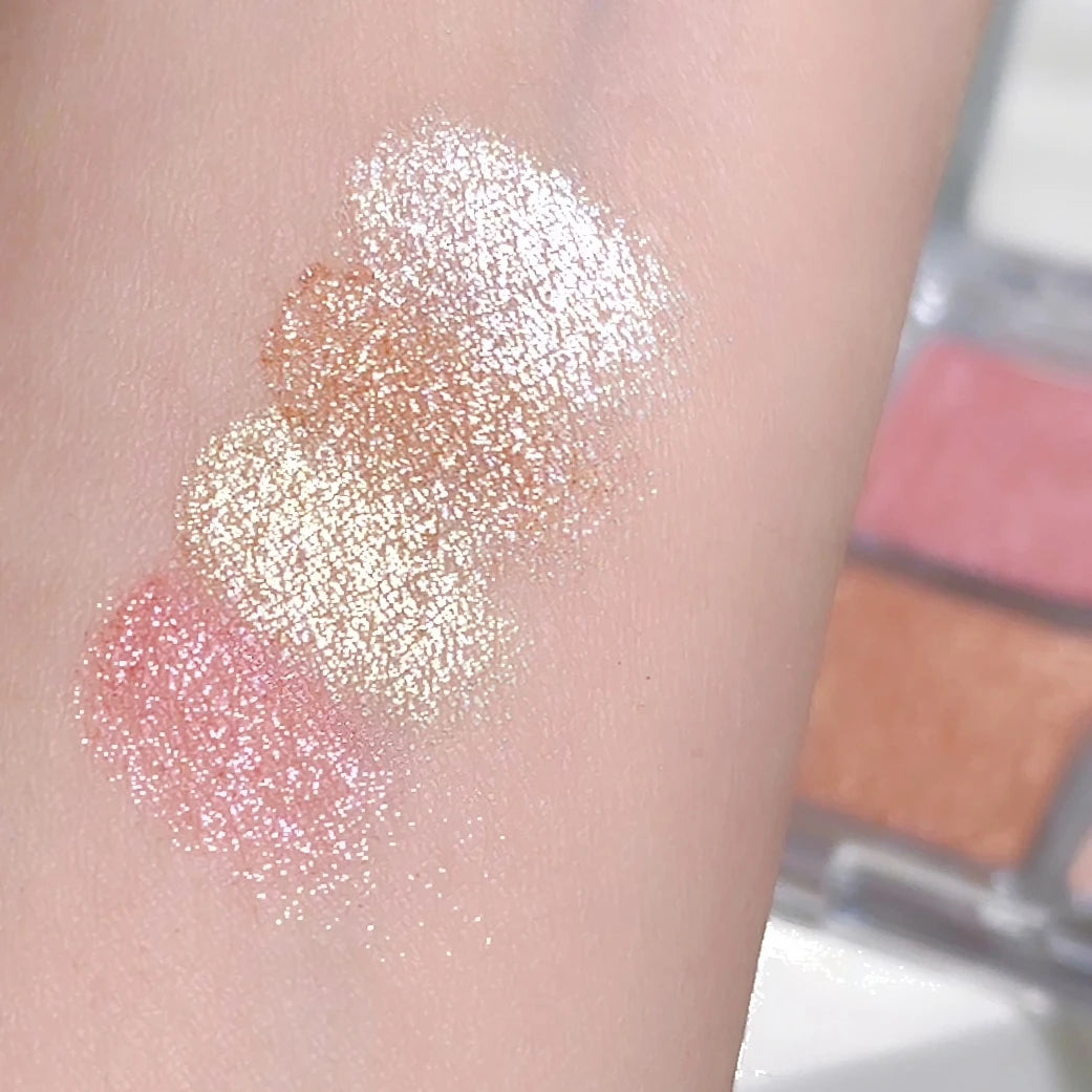 4-Color Face Highlighter Palette, Pearly Glitter