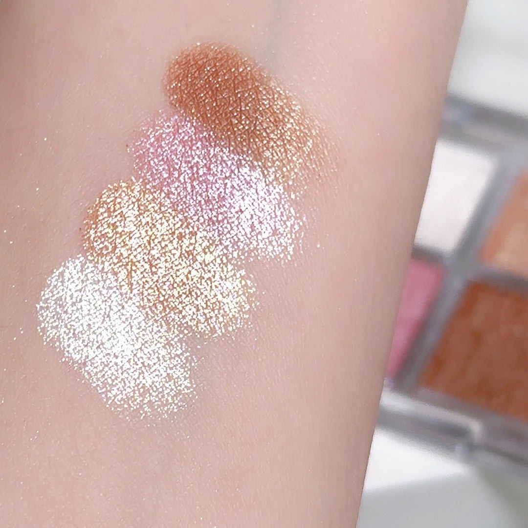 4-Color Face Highlighter Palette, Pearly Glitter