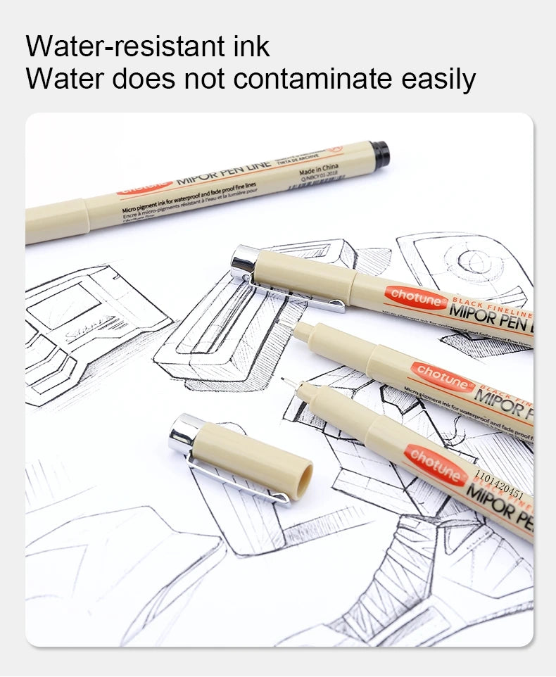 12 Tip Pigment Liner Micron Ink Marker Pen for Manga Draw