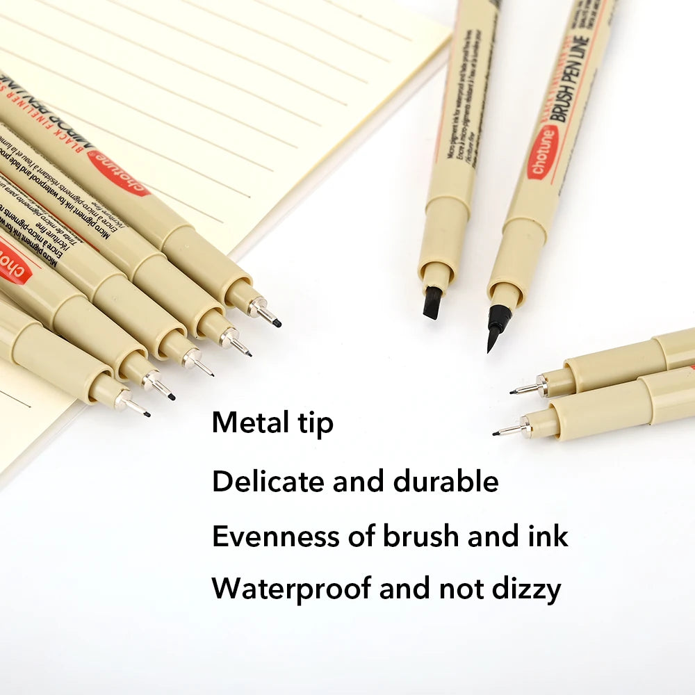 12 Tip Pigment Liner Micron Ink Marker Pen for Manga Draw