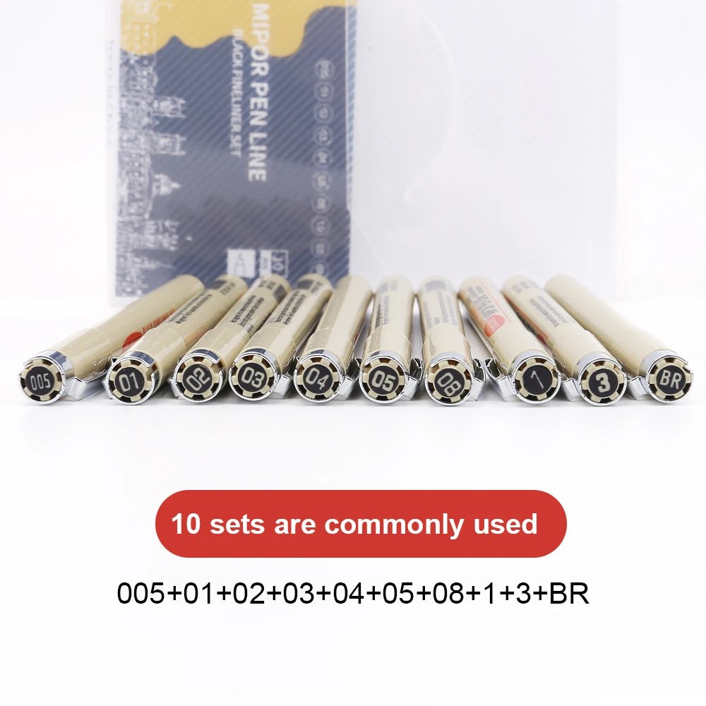 12 Tip Pigment Liner Micron Ink Marker Pen for Manga Draw