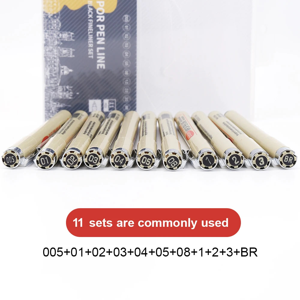 12 Tip Pigment Liner Micron Ink Marker Pen for Manga Draw