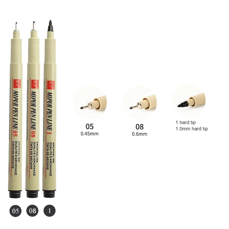 12 Tip Pigment Liner Micron Ink Marker Pen for Manga Draw