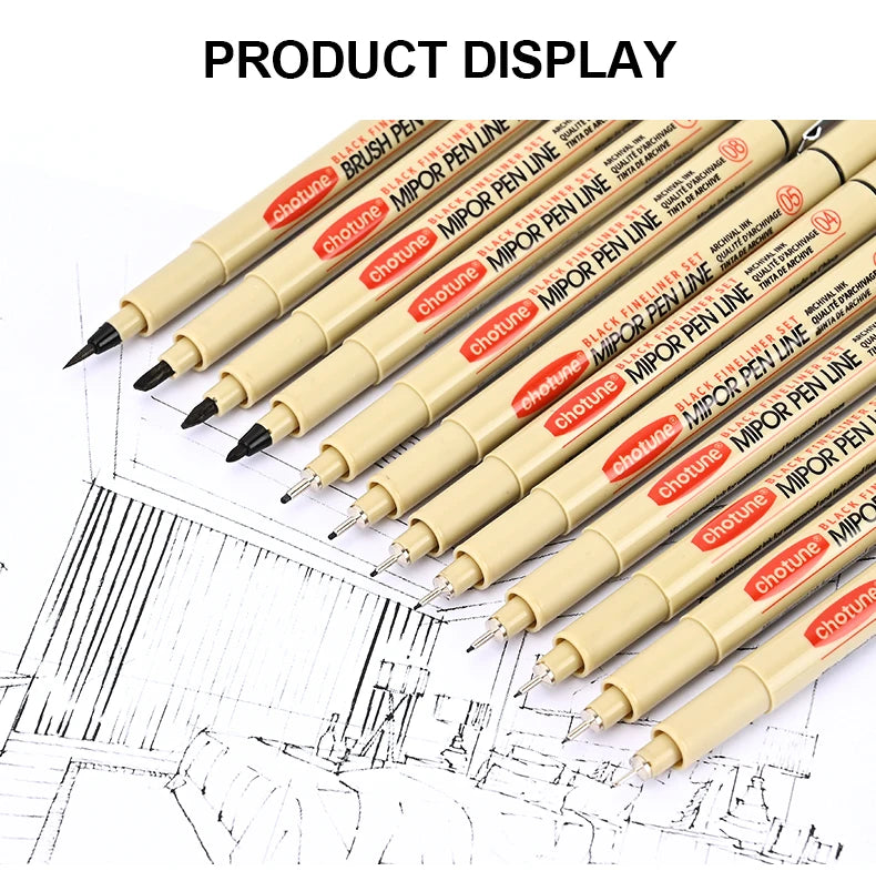 12 Tip Pigment Liner Micron Ink Marker Pen for Manga Draw