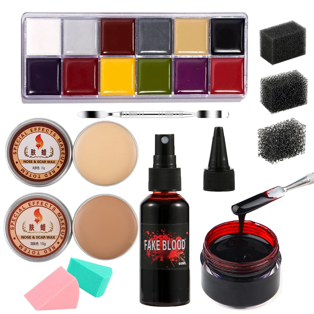 Special Effects SFX Halloween Makeup Kit - 12 Colors
